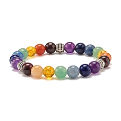 Смешанные камни Браслет из круглых бусин из натуральных смешанных камней, 7 украшения с чакрами для женщин, внутренний диаметр: 2-3/8 дюйм (6 см)