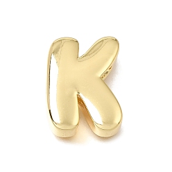 Letter K Прелести латунных слайд, долговечный, без кадмия и без свинца и без никеля, реальный 18 k позолоченный, Письмо K, 21x15.5x6.5 мм, отверстие : 8.5x3.2 мм