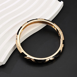 Черный Латунные эмалевые браслеты для женщин, треугольные, реальный 18 k позолоченный, чёрные, внутренний диаметр: 2-1/4 дюйм (5.8 см)