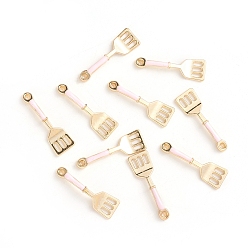 Лавандовый румянец Подвески из эмали и сплава, ломтик, золотые, для изготовления ювелирных изделий DIY, лавандовый румянец, 24x8x3 мм, отверстие : 1.4 мм