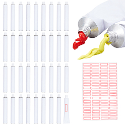 Белый 36 шт. пустая алюминиевая трубка для масляной краски, с 1поликарбонатной самоклеящейся пустой этикеточной бумагой, белые, 112x16 мм
