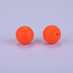 Coral Round Silicone Focal Beads, Chewing Beads For Teethers, DIY Nursing Necklaces Making, Coral, 15mm, Hole: 2mm