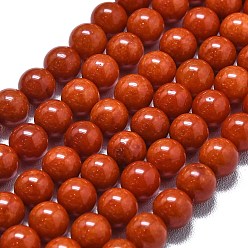 (123L) Белый крем непрозрачный блеск Натуральный Malaysia нефритовые бусы пряди, окрашенная и подогревом, круглые, огнеупорный кирпич, 6~6.5 мм, отверстие : 1 мм, около 60~62 шт / нитка, 14.96 дюйм (38 см)