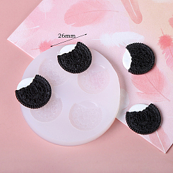 White DIY Silicone Molds, Fondant Molds, Resin Casting Molds, for Chocolate, Candy, UV Resin & Epoxy Resin Craft Making, Flat Round, White, 77mm