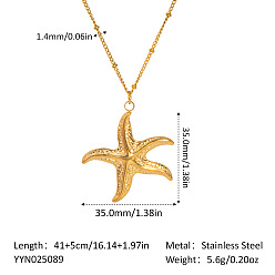 Морская звезда Минималистичные ожерелья с подвесками из нержавеющей стали для женщин в стиле океана, реальный 304 k позолоченный, морская звезда, 18 дюйм (16.14 см)