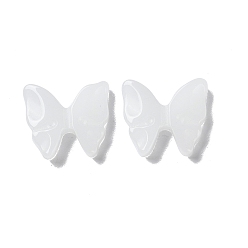 Blanc Cabochons en verre, papillon, blanc, 16x17.5x4mm