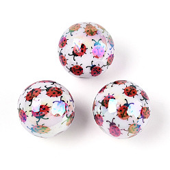 Темно-Красный Печатные непрозрачные акриловые бусины, круглые, AB цвет, темно-красный, 15.9 мм, отверстие : 2.8 мм