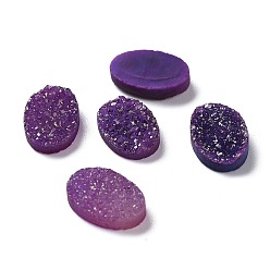 Indigo Natural Druzy Agate Cabochons, Dyed, Oval, Indigo, 12x8x3mm