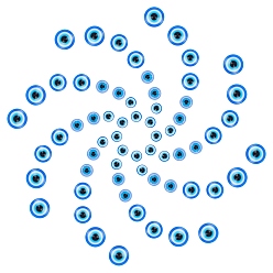 Blue Resin Evil Eye Cabochons, Half Round/Dome, Blue, 6~12x3~4.5mm, 120pcs/box