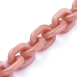 Rosy Brown Transparent Acrylic Handmade Cable Chain, Oval, Rosy Brown, 23.5x18x5mm, about 39.37 inch(1m)/strand