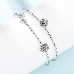 Нержавеющая Сталь Цвет 304 женские браслеты-манжеты из нержавеющей стали, цветок розы, цвет нержавеющей стали, внутренний диаметр: 2.50x1.89 дюйм (6.35x4.8 см)