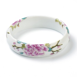 Orchid Fashion Women's Printed Porcelain Bangles, Flower Pattern, Orchid, Inner Diameter: 2-3/8 inch(5.9cm)