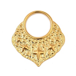 Золотой 304 подвески из нержавеющей стали, лист со звездочкой, золотые, 33x30.5x2 мм, отверстие : 15 мм