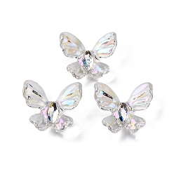 Прозрачный Кабошоны из радужной смолы, бабочка, прозрачные, 10x11x3 мм