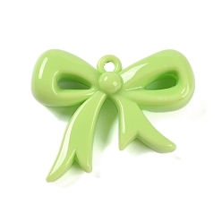 Зеленый газон Подвески из непрозрачного акрила, окрашенные распылением, бантом, зеленый газон, 40.5x49x11.5 мм, отверстие : 3.5 мм