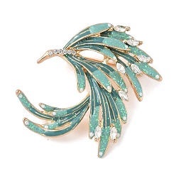 Бирюза Булавки с перьевой эмалью, штыри отворотом сплава горного хрусталя для одежды рюкзака, золотой свет, бирюзовые, 42x42 мм