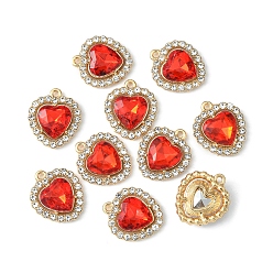 Гиацинт Прелести сплава Rhinestone, сердце, золотой свет, гиацинт, 18x16x5 мм, отверстие : 1.4 мм