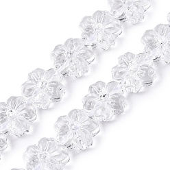 Прозрачный Прозрачные стеклянные бусины, цветок, прозрачные, 13x14x6 мм, отверстие : 0.9 мм, около 30 шт / нитка, 15.16 дюйм (38.5 см)