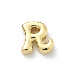 Letter R Латунные бусины, долговечный, стойки покрытие, без свинца и без кадмия, реальный 18 k позолоченный, Буква R, 11.5x11.5x4.5 мм, отверстие : 3x2 мм
