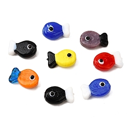 (52) Непрозрачная лаванда Бусины лэмпворк , рыба, разноцветные, 19.5x13x9.5~10 мм, отверстие : 1.4~1.8 мм