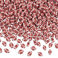 Коричневый 3 сумки бусины из полимерной глины ручной работы, спортивные товары, регби, коричневые, 11.5x7x4 мм, отверстие : 1.8 мм, 100 шт / пакет