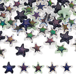 (52) Непрозрачная лаванда 50 шт 5 цвета стеклянные бусины, чувствительные к температуре бусины, меняющие цвет, звезда, разноцветные, 14.5x16x5 мм, отверстие : 0.7 мм, 10 шт / цвет