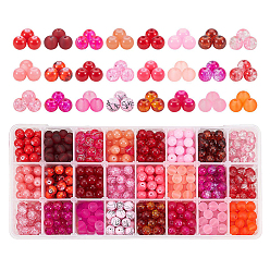 Mixed Color Glass Beads, for Beading Jewelry Making, Mixed Color, 8mm, Hole: 1.3~1.6mm, 24colors, about 28~30pcs/color, 672~720pcs/box