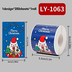 Разноцветный 200 шт. бумажные самоклеящиеся наклейки на рождественскую тематику, для украшения подарков, красочный, 80x50x0.1 мм
