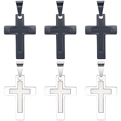 (52) Непрозрачная лаванда 6 шт. 2 цвета 304 подвески из нержавеющей стали, крестик, разноцветные, 31x22x2 мм, отверстие : 5x8 мм, 3 шт / цвет