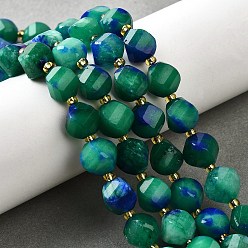 Морско-зеленый Нити бусин из натурального кварца окрашенные, граненые, с бисером, твист, цвета морской волны, 10x9~10x9~10 мм, отверстие : 1 мм, около 33~34 шт / нитка, 15.04''~15.35'' (38.2~39 см)