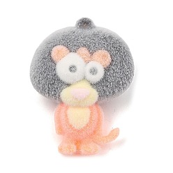 Лев Силиконовые подвески с анималистическим рисунком, серые, лев, 51x39x24.5 мм, отверстие : 2 мм