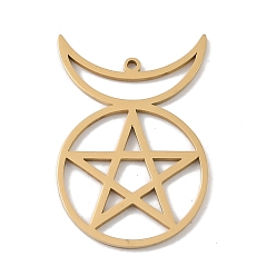 Золотой 304 подвески из нержавеющей стали, лазерная резка, звезда с лунным шармом, золотые, 30x20x1 мм, отверстие : 1 мм
