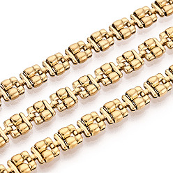 Настоящее золото 18K 304 цепи с квадратными звеньями из нержавеющей стали, ионное покрытие (ip), пайки, с катушкой, реальный 18 k позолоченный, 6.5x5x2 мм