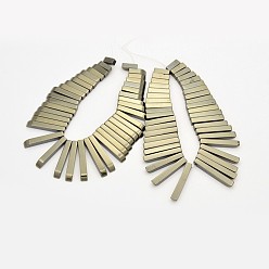 (252) Цвет внутри: морской / фиолетовый на подкладке Гальваническим немагнитная синтетический гематит закончил бусинки пряди, прямоугольные, античная бронза покрытие, 10~30x4x4 мм, отверстие : 1 мм, около 41 шт / нитка, 7 дюйм