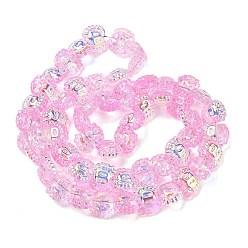 Perle rosa Galvanisierte Einbrennlackierung, transparente Glasperlenstränge, Krabbe, ab Farbe plattiert, Perle rosa, 13x16x8.5 mm, Bohrung: 1.2 mm, ca. 55 Stk. / Strang, 24.41'' (62 cm)