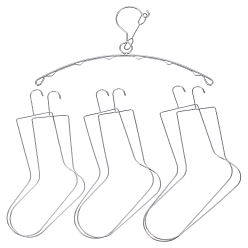 Stainless Steel Color 7Pcs 4 Styles Stainless Steel Sock Stretchers, Sock Hanging Hooks, Stainless Steel Color, 155~428x216~390mm