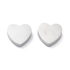 Нержавеющая Сталь Цвет 304 из нержавеющей стали бусы, сердце, цвет нержавеющей стали, 7x8x2.5 мм, отверстие : 1.5 мм