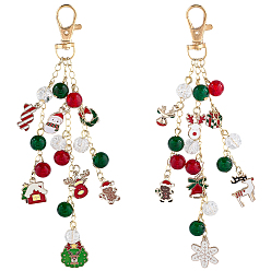 Mixed Shapes 2шт. 2 стили рождественские подвески из эмалированного сплава, с треснувшим стеклом и поворотными застежками, золотые, разнообразные, 176~179 мм, 1 шт / стиль