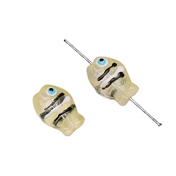 Светлый Золото-желтый Ручная работа светящиеся бусины, бусины ручной работы, светится в темноте, рыба, светлый золотарник желтый, 14x10 мм, отверстие : 1 мм