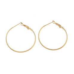 Real 18K Gold Plated 304 Stainless Steel Hoop Earring Findings, Ion Plating(IP), Real 18K Gold Plated, 43x39x1~5.5mm, Pin: 1mm