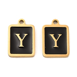 Letter Y 304 подвески из нержавеющей стали, с эмалью, прямоугольник с подвеской в виде буквы, золотые, Письмо Y, 17.5x12x1.5 мм, отверстие : 1.5 мм
