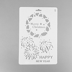White Creative Christmas Plastic Drawing Stencil, Hollow Hand Accounts Ruler Templat, For DIY Scrapbooking, White, 25.9x17.2cm