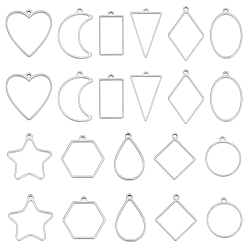 Нержавеющая Сталь Цвет 22 шт 11 стили 304 подвески из нержавеющей стали, разнообразные, цвет нержавеющей стали, 28~38.5x17.5~31x3 мм, отверстие : 2 мм, 2 шт / стиль