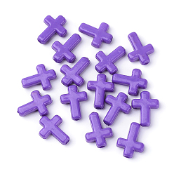 Сине-фиолетовый Непрозрачные акриловые бусины, крестик, синий фиолетовый, 16x12x4.5 мм, около 1230 шт / 500 г