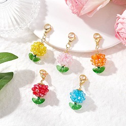 (52) Непрозрачная лаванда Фрукты в горшках из искусственной императорской яшмы и стеклянных бусин подвесные украшения, с 304 из нержавеющей стали Lobster Claw застежками, разноцветные, 45 мм