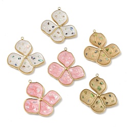 Настоящее золото 18K 304 нержавеющей стальной эмали подвески, , с блестками, реальный 18 k позолоченный, 32x29.5x2.5 мм, отверстие : 1.5 мм