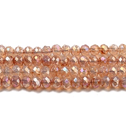 Сэнди Коричневый Нити прозрачных окрашенных стеклянных бусин для запекания, AB цвет, граненые, круглые, песчаный коричневый, 3x2.5 мм, отверстие : 0.7 мм, около 156~159 шт / нитка, 14.80~14.96 дюйм (37.6~38 см)