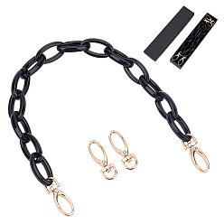 Black Acrylic Bag Strap, with Alloy Lobster Clasps & Swivel Clasps, for Bag Straps Replacement Accessories, Black, 42.5cm