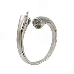 Платина Латунные крепления колец для пальцев, манжеты кольца, открытые кольца, за половину пробурено бисера, регулируемый, платина, 22 мм