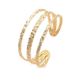 Золотой 304 браслеты-манжеты с тройными линиями из нержавеющей стали, золотые, внутренний диаметр: 2-1/4 дюйм (5.75 см)